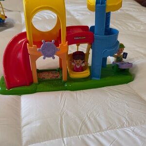Fisher-Price Little People Playset with Red Slide and Blue Tower